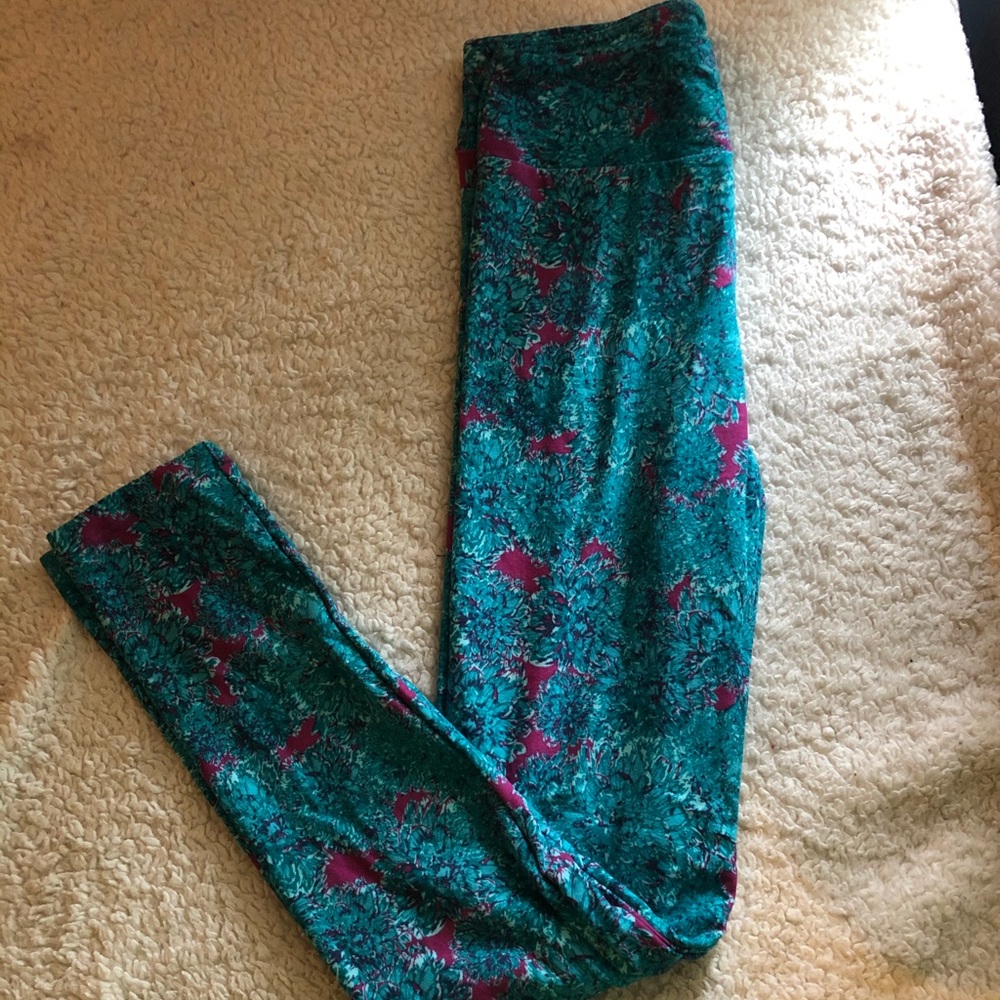 Blue and Pink One Size Lularoe Leggings